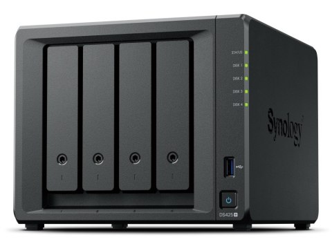 Synology NAS Synology DS425+, Tower, 4x (3.5" SATA HDD/ 2.5" SATA SSD), 2 x M.2, Intel Celeron J4125, 2 GB DDR4 non-ECC (max.6GB), 1x 1Gb Synology NAS Synology DS425+, Tower, 4x (3.5" SATA HDD/ 2.5" SATA SSD), 2 x M.2, Intel Celeron J4125, 2 GB DDR4 non-ECC (max.6GB), 1x 1Gb