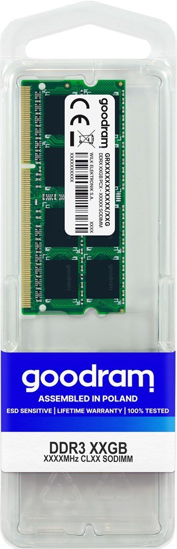 GoodRam Pamięć GoodRam GR1600S364L11/8G (DDR3 SO-DIMM; 1 x 8 GB; 1600 MHz; CL11) GoodRam Pamięć GoodRam GR1600S364L11/8G (DDR3 SO-DIMM; 1 x 8 GB; 1600 MHz; CL11)