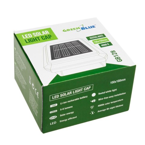 GreenBlue GREENBLUE LAMPA SOLARNA NA SŁUPEK 100*100 - DASZEK KOPERTOWY GB128 GreenBlue GREENBLUE LAMPA SOLARNA NA SŁUPEK 100*100 - DASZEK KOPERTOWY GB128