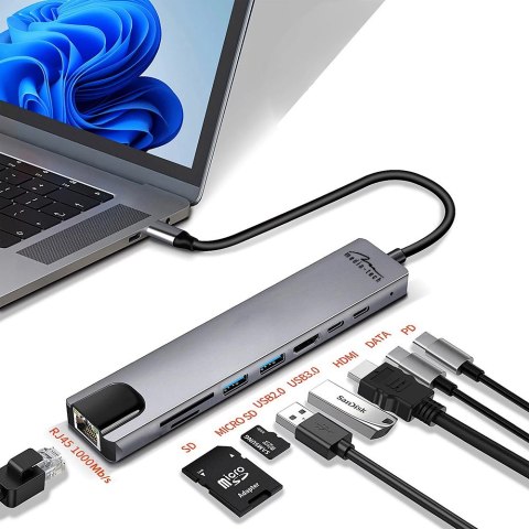Media tech MEDIA-TECH HUB USB 8 IN 1 GIGA LAN HUB MT5046 Media tech MEDIA-TECH HUB USB 8 IN 1 GIGA LAN HUB MT5046