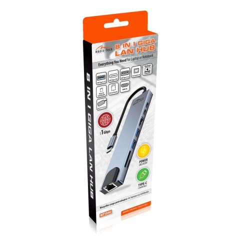 Media tech MEDIA-TECH HUB USB 8 IN 1 GIGA LAN HUB MT5046 Media tech MEDIA-TECH HUB USB 8 IN 1 GIGA LAN HUB MT5046