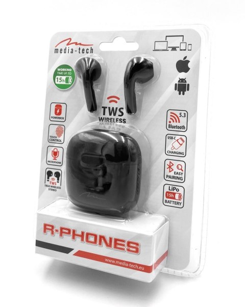 Media tech Słuchawki Media tech MT3589K (douszne; Bluetooth; z wbudowanym mikrofonem; kolor czarny Media tech Słuchawki Media tech MT3589K (douszne; Bluetooth; z wbudowanym mikrofonem; kolor czarny