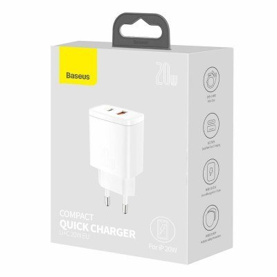 Baseus BASEUS ŁADOWARKA SIECIOWA USB, USB-C (BIAŁA) Baseus BASEUS ŁADOWARKA SIECIOWA USB, USB-C (BIAŁA)