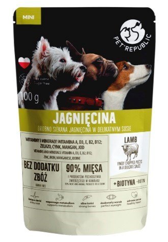 PetRepublic PET REPUBLIC Mini Drobno siekana jagnięcina - mokra karma dla psa - 100 g PetRepublic PET REPUBLIC Mini Drobno siekana jagnięcina - mokra karma dla psa - 100 g
