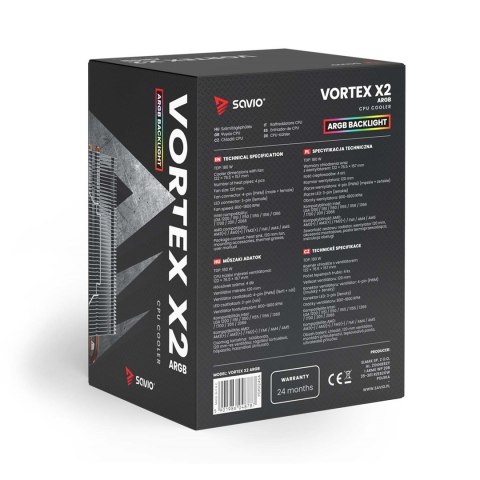 SAVIO SAVIO CHŁODZENIE CPU VORTEX X2 ARGB SAVIO SAVIO CHŁODZENIE CPU VORTEX X2 ARGB