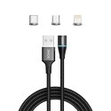 SAVIO SAVIO KABEL MAGNETYCZNY USB - USB TYP C, MICRO I LIGHTNING, 1M, CZARNY CL-152