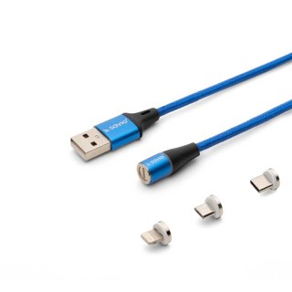 SAVIO SAVIO KABEL MAGNETYCZNY USB - USB TYP C, MICRO I LIGHTNING, 2M, NIEBIESKI CL-157