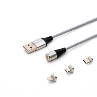 SAVIO SAVIO KABEL MAGNETYCZNY USB - USB TYP C, MICRO I LIGHTNING, 2M, SREBRNY CL-156