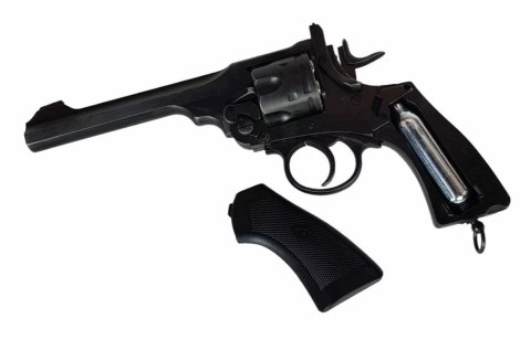 WEBLEY Rewolwer WEBLEY MKVI .455 Police kal.4,5 mm Diabolo łuski 6-strzał. lufa 4" CO2 Black Ekp do17J WEBLEY Rewolwer WEBLEY MKVI .455 Police kal.4,5 mm Diabolo łuski 6-strzał. lufa 4" CO2 Black Ekp do17J
