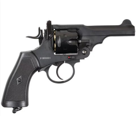 WEBLEY Rewolwer WEBLEY MKVI .455 Police kal.4,5 mm Diabolo łuski 6-strzał. lufa 4" CO2 Black Ekp do17J WEBLEY Rewolwer WEBLEY MKVI .455 Police kal.4,5 mm Diabolo łuski 6-strzał. lufa 4" CO2 Black Ekp do17J