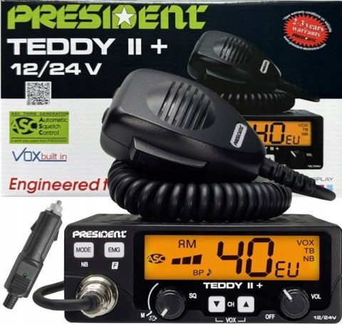 PRESIDENT CB Radio PRESIDENT Teddy II+ 12/24V + ASC 7 kolorów AM/FM PRESIDENT CB Radio PRESIDENT Teddy II+ 12/24V + ASC 7 kolorów AM/FM