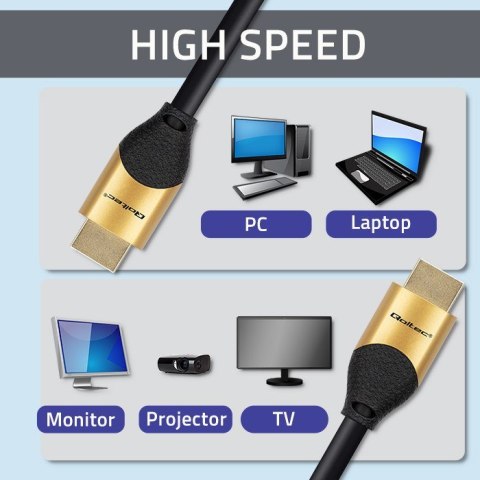 Qoltec QOLTEC KABEL HDMI V2.1 ULTRA HIGH SPEED 8K | 60HZ | 28AWG | GOLD | 2M Qoltec QOLTEC KABEL HDMI V2.1 ULTRA HIGH SPEED 8K | 60HZ | 28AWG | GOLD | 2M
