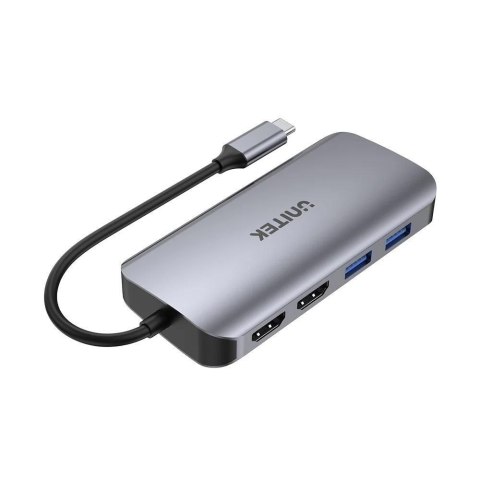 UNITEK UNITEK AKTYWNY HUB USB-C 2X HDMI, CZYTNIK SD, 4K, RJ-45, PD 100W, 5 GBPS UNITEK UNITEK AKTYWNY HUB USB-C 2X HDMI, CZYTNIK SD, 4K, RJ-45, PD 100W, 5 GBPS