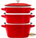 ZWILLING Zestaw 3 naczyń żeliwnych z pokrywką STAUB 40508-387-0 - czerwony 24 cm
