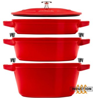 ZWILLING Zestaw 3 naczyń żeliwnych z pokrywką STAUB 40508-387-0 - czerwony 24 cm