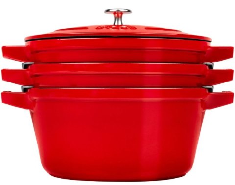ZWILLING Zestaw 3 naczyń żeliwnych z pokrywką STAUB 40508-387-0 - czerwony 24 cm