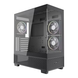 GEMBIRD GEMBIRD OBUDOWA FORNAX X550 AQUARIUM MIDI-TOWER (2X USB 3.1, 1X USB TYPE-C) 3X FAN, CZARNA