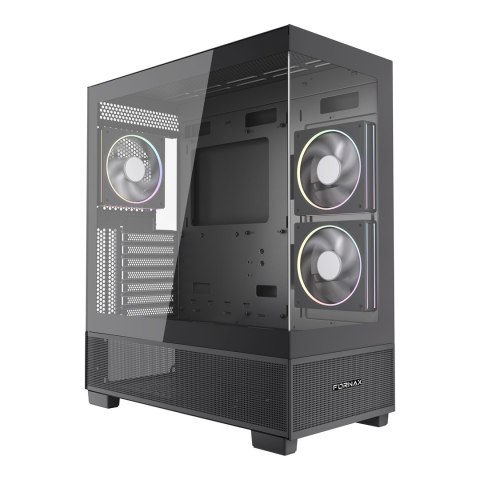 GEMBIRD GEMBIRD OBUDOWA FORNAX X550 AQUARIUM MIDI-TOWER (2X USB 3.1, 1X USB TYPE-C) 3X FAN, CZARNA