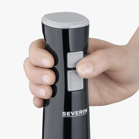 SEVERIN SEVERIN BLENDER RĘCZNY CZARNY, TURBO, OBROTY 13000 OBR./ MIN, 100% WOLNY OD BPA, ERGONOMICZNE WZORNICTWO, MOC 170W SM3770