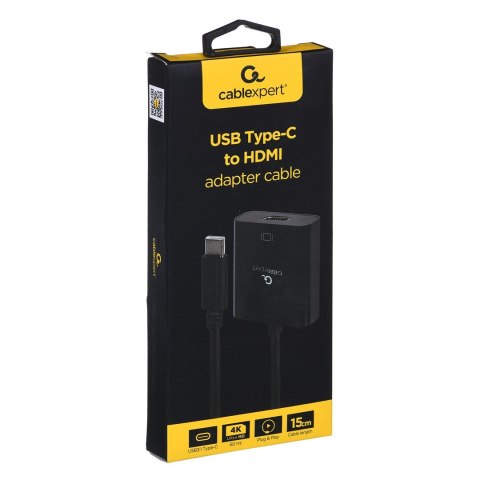 GEMBIRD GEMBIRD ADAPTER NA KABLU USB TYP-C DO HDMI 4K 60HZ, 15CM, CZARNY GEMBIRD GEMBIRD ADAPTER NA KABLU USB TYP-C DO HDMI 4K 60HZ, 15CM, CZARNY