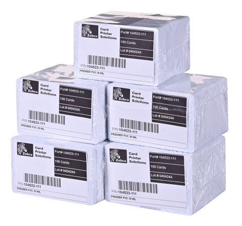 ZEBRA Karty plastikowe Zebra PVC Premier białe 0,762mm 500szt 104523-111 ZEBRA Karty plastikowe Zebra PVC Premier białe 0,762mm 500szt 104523-111