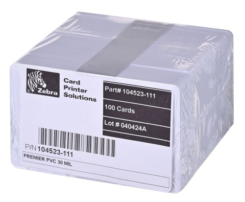 ZEBRA Karty plastikowe Zebra PVC Premier białe 0,762mm 500szt 104523-111 ZEBRA Karty plastikowe Zebra PVC Premier białe 0,762mm 500szt 104523-111