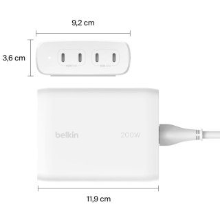 Belkin Ładowarka Belkin BoostCharge Pro 4-Port USB-C PD 3.1 GaN Charger 200W White