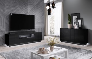 Cama MEBLE Komoda 2D REJA czarny połysk/ czarny połysk