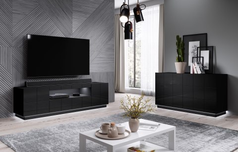 Cama MEBLE Komoda 2D REJA czarny połysk/ czarny połysk Cama MEBLE Komoda 2D REJA czarny połysk/ czarny połysk