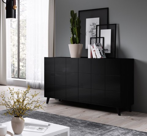 Cama MEBLE Komoda 2D REJA czarny połysk/ czarny połysk Cama MEBLE Komoda 2D REJA czarny połysk/ czarny połysk