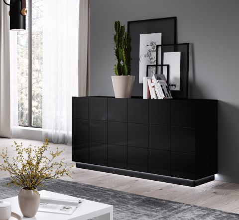 Cama MEBLE Komoda 2D REJA czarny połysk/ czarny połysk Cama MEBLE Komoda 2D REJA czarny połysk/ czarny połysk