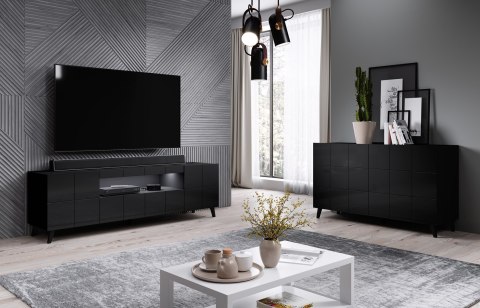 Cama MEBLE Komoda 2D REJA czarny połysk/ czarny połysk Cama MEBLE Komoda 2D REJA czarny połysk/ czarny połysk