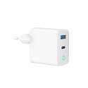 GEMBIRD GEMBIRD 2-PORTOWA SZYBKA ŁADOWARKA SIECIOWA GAN (PD) USB (A+C), 45W, LED, BIAŁA