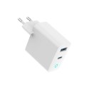 GEMBIRD GEMBIRD 2-PORTOWA SZYBKA ŁADOWARKA SIECIOWA GAN (PD) USB (A+C), 45W, LED, BIAŁA