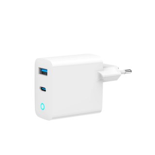 GEMBIRD GEMBIRD 2-PORTOWA SZYBKA ŁADOWARKA SIECIOWA GAN (PD) USB (A+C), 65W, BIAŁA