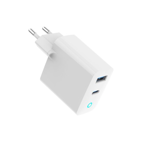 GEMBIRD GEMBIRD 2-PORTOWA SZYBKA ŁADOWARKA SIECIOWA GAN (PD) USB (A+C), 65W, BIAŁA