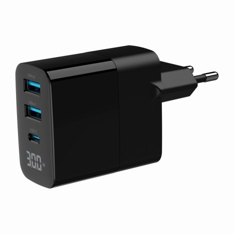 GEMBIRD GEMBIRD 3-PORTOWA SZYBKA ŁADOWARKA SIECIOWA GAN (PD) USB (2X USB-A + 1X USB TYP-C), 30W, LCD, CZARNA GEMBIRD GEMBIRD 3-PORTOWA SZYBKA ŁADOWARKA SIECIOWA GAN (PD) USB (2X USB-A + 1X USB TYP-C), 30W, LCD, CZARNA