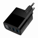 GEMBIRD GEMBIRD 3-PORTOWA SZYBKA ŁADOWARKA SIECIOWA GAN (PD) USB (2X USB-A + 1X USB TYP-C), 30W, LCD, CZARNA