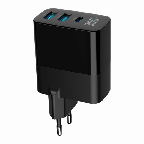 GEMBIRD GEMBIRD 3-PORTOWA SZYBKA ŁADOWARKA SIECIOWA GAN (PD) USB (2X USB-A + 1X USB TYP-C), 30W, LCD, CZARNA GEMBIRD GEMBIRD 3-PORTOWA SZYBKA ŁADOWARKA SIECIOWA GAN (PD) USB (2X USB-A + 1X USB TYP-C), 30W, LCD, CZARNA