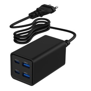 GEMBIRD GEMBIRD 4-PORTOWA SZYBKA ŁADOWARKA SIECIOWA GAN (PD) USB (2X USB-A + 2X USB-C), 65W, CZARNA