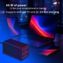 GEMBIRD GEMBIRD 4-PORTOWA SZYBKA ŁADOWARKA SIECIOWA GAN (PD) USB (2X USB-A + 2X USB-C), 65W, CZARNA