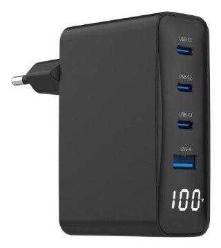 GEMBIRD GEMBIRD 4-PORTOWA SZYBKA ŁADOWARKA SIECIOWA GAN (PD) USB (3X USB-A + 1X USB TYP-C) 100W, CZARNA