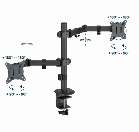 GEMBIRD GEMBIRD BIURKOWE REGULOWANE RAMIĘ/UCHWYT NA 2 MONITORY 17-32, VESA 100X100MM, DO 9 KG GEMBIRD GEMBIRD BIURKOWE REGULOWANE RAMIĘ/UCHWYT NA 2 MONITORY 17-32, VESA 100X100MM, DO 9 KG