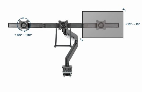 GEMBIRD GEMBIRD BIURKOWE REGULOWANE RAMIĘ/UCHWYT NA 3 MONITORY 17-27, VESA 100X100MM, DO 6 KG GEMBIRD GEMBIRD BIURKOWE REGULOWANE RAMIĘ/UCHWYT NA 3 MONITORY 17-27, VESA 100X100MM, DO 6 KG