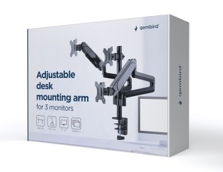 GEMBIRD GEMBIRD BIURKOWE REGULOWANE RAMIĘ/UCHWYT NA 3 MONITORY 17-27, VESA 100X100MM, DO 7 KG