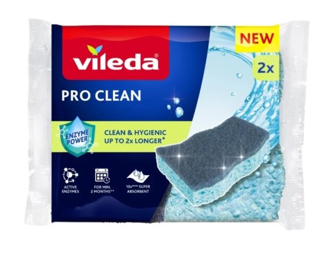 VILEDA Zmywak wiskozowy z enzymami Vileda Pro Clean 2szt. VILEDA Zmywak wiskozowy z enzymami Vileda Pro Clean 2szt.