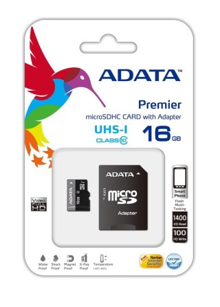 ADATA Karta pamięci ADATA Premier AUSDH16GUICL10-RA1 (16GB; Class 10; Adapter)