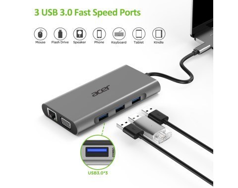 Acer Acer 10-in-1 Type C dongle 3xUSB 3.0 Acer Acer 10-in-1 Type C dongle 3xUSB 3.0
