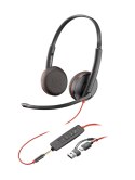 POLY Poly Blackwire 3225 Stereo USB-C Headset +3.5mm Plug +USB-C/A Adapter (Bulk) 8X229A6