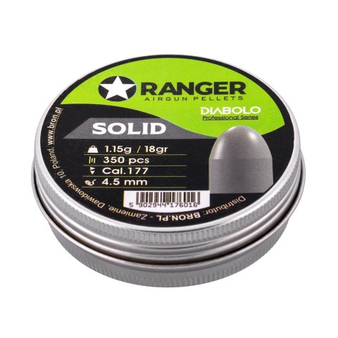 RANGER Śrut 4,5 mm RANGER Diabolo Professional Solid półokrągły 350 szt. 1,15 g RANGER Śrut 4,5 mm RANGER Diabolo Professional Solid półokrągły 350 szt. 1,15 g